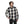 Man wearing a Black Diamond black and white buffalo plaid flannel shirt