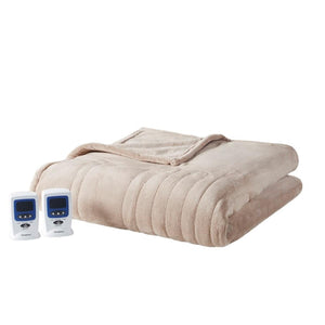 Beautyrest tan heated electric blanket with two digital controllers