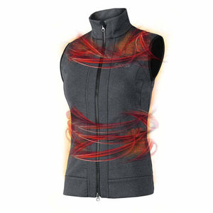 Lenz grey sleeveless heated vest with red heat zone graphics