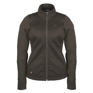 Mobile Warming black quilted zip up jacket with herringbone pattern