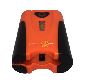 California Heat portable battery pack with power button and LED indicators