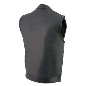 Back view of a black Milwaukee Leather motorcycle vest