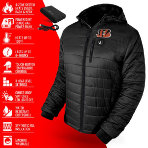ActionHeat Cincinnati Bengals 5V Men's Puffer Battery Heated Jacket
