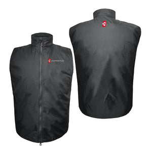 Front and back view of a black Gerbing heated vest