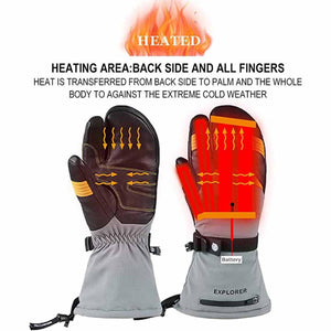 Diagram showing heated glove heating zones on the back of the hand and fingers