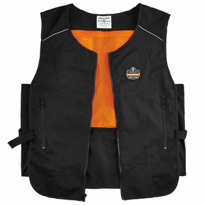 Ergodyne Chill Its 6255 black cooling vest with orange mesh interior