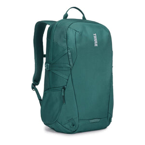 Thule teal green backpack with side compression straps and top handle