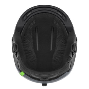 Interior view of a black Smith Optics ski helmet showing the padded liner and adjustable fit system