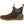 Brown waterproof ankle boot with tan rubber sole and grey fabric collar