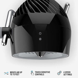 Vornado Pivot6 Whole Room Air Circulator Fan with 4 Speeds, Remote Control, Rotating Axis - Black
