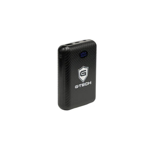 G-Tech black portable power bank with digital battery percentage display