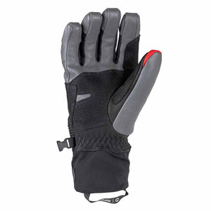 Therm-ic grey and black winter glove with mesh detailing and red accent on thumb