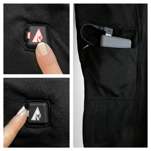 ActionHeat heated garment power button and battery pack in pocket