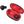 Black and red wireless earbuds with charging case