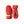 Hestra red insulated mittens with tan leather palm patches and yellow wrist adjustment straps