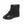 Black quilted ankle boot with toggle closure and patent leather toe cap