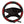 Black heated steering wheel cover with red wave patterns and 12V power adapter