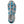 Top view of grey and blue Korkers water sandal with toggle lacing system