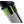 Close up of a grey and lime green heated sock cuff with black snap buttons and power indicator