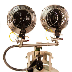 World Marketing Double Burner Tank Top Heater with Tip-over Shut-off - Match Ignition/Silver