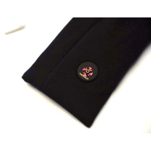 Thermrup black fabric band with a circular power button featuring a red illuminated logo