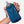 Hand holding a blue Nathan handheld water bottle with a grey cap