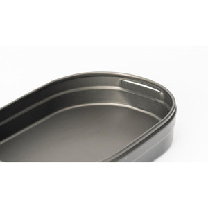 Empty oval black bento box container