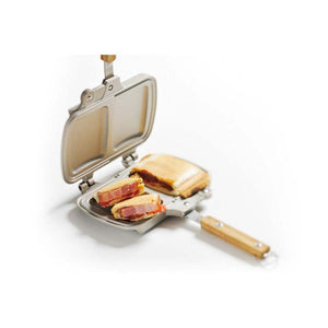 Snow Peak sandwich maker with a toasted sandwich inside