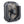 Black square portable fan with gold internal blades