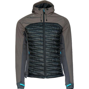 Volt Heat hooded jacket with black quilted front panel and grey sleeves
