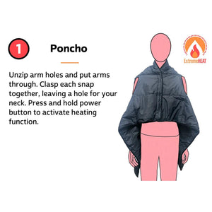 ExtremeHEAT Heated Blanket/Poncho with 10000mAh Power Bank