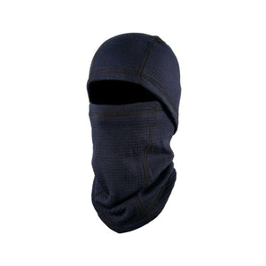 Navy blue thermal balaclava with flatlock stitching