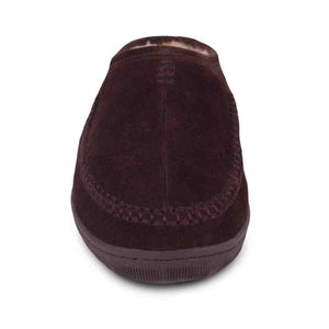Cloud Nine Sheepskin brown suede slipper with moccasin stitching