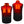 Front and back view of a black and red heated vest showing internal heating elements