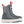 Korkers grey waterproof ankle boot with red and white pull tabs and white sole
