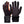 Mobile Warming black heated gloves with orange interior lining and power button on cuff