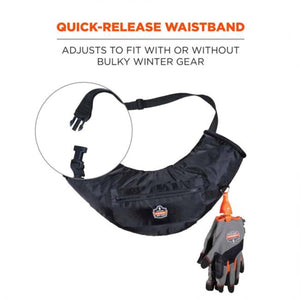 Ergodyne hand warmer with quick release adjustable waistband and attached work gloves