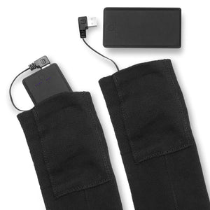 Aheata black heated socks with rechargeable battery packs and USB cables