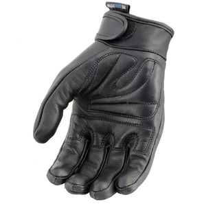 Black leather motorcycle glove with TFL Cool System tag and velcro wrist strap