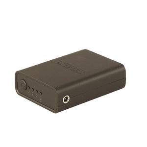 Mobile Warming black rectangular power bank with LED battery level indicators