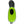 Top view of a black rubber boot with a bright green interior lining