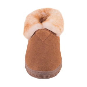 Cloud Nine Sheepskin tan suede slipper with cream wool lining