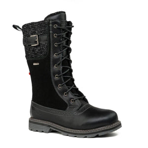NexGrip black lace up waterproof winter boot with knit cuff and side buckle