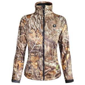 ActionHeat camouflage print heated jacket with full front zipper and high collar