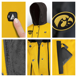 Iowa Hawkeyes heated jacket with power bank and logo detail