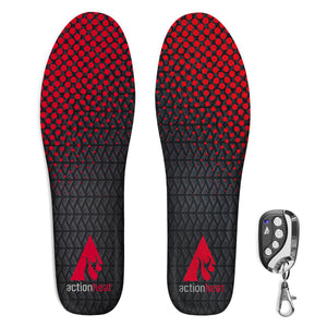 ActionHeat heated insoles with red dot pattern and remote control