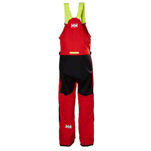 Helly Hansen red and black sailing bib trousers with lime green straps