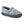 Acorn grey faux fur slipper with chevron pattern and dark grey suede trim