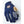 Hestra navy blue ski glove with tan leather accents and logo patch