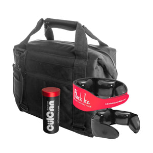 Black Ice cooling neck wrap and Culcan cooling canister with black insulated carry bag